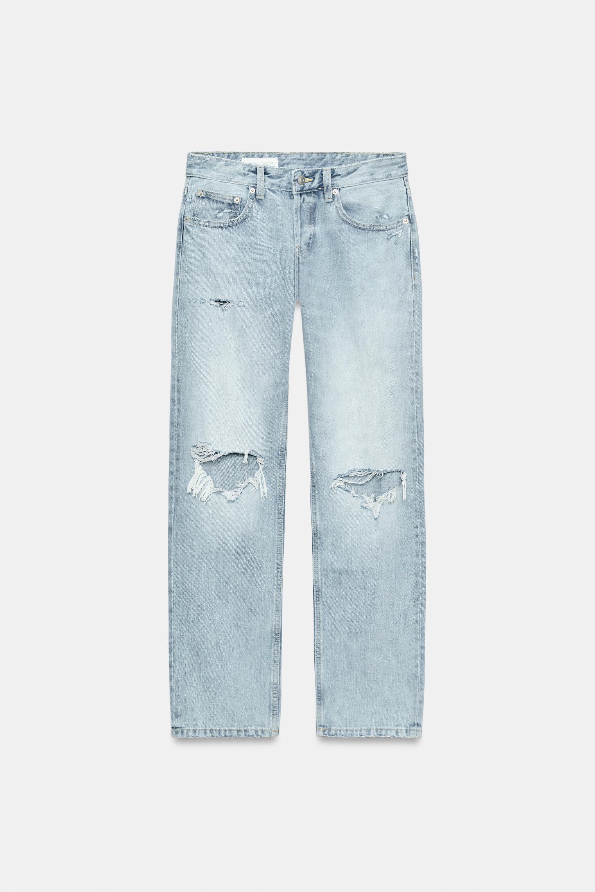 TRF LOW RISE RIPPED STRAIGHT LEG JEANS